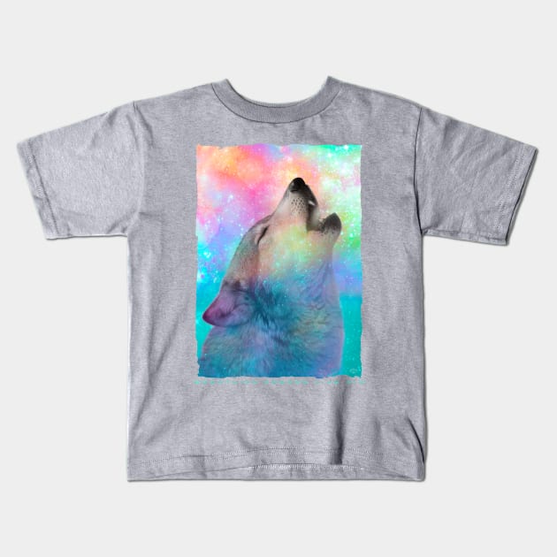 Breathing Dreams Like Air (Wolf Howl Abstract) Kids T-Shirt by soaring anchor designs